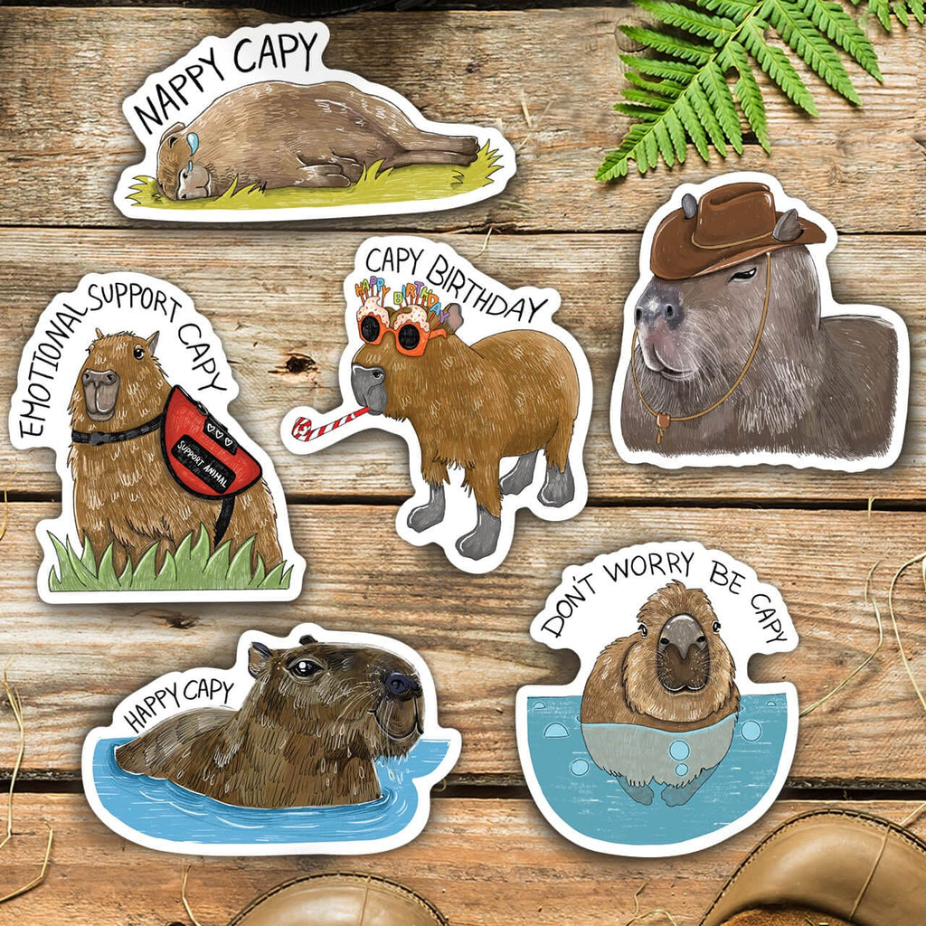 Capybara Stack Sticker Capybara Sticker 6 Pack – Big Moods