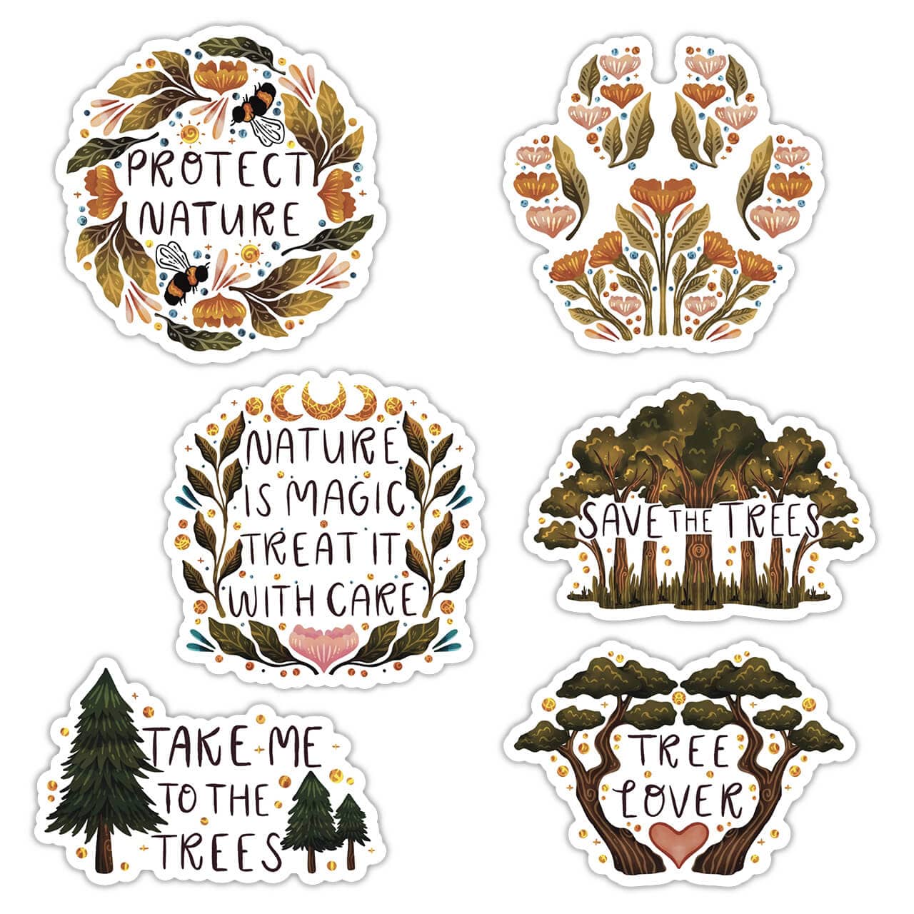 Tree Sticker Fat Tree Lover Nature Sticker 6 Pack – Big Moods
