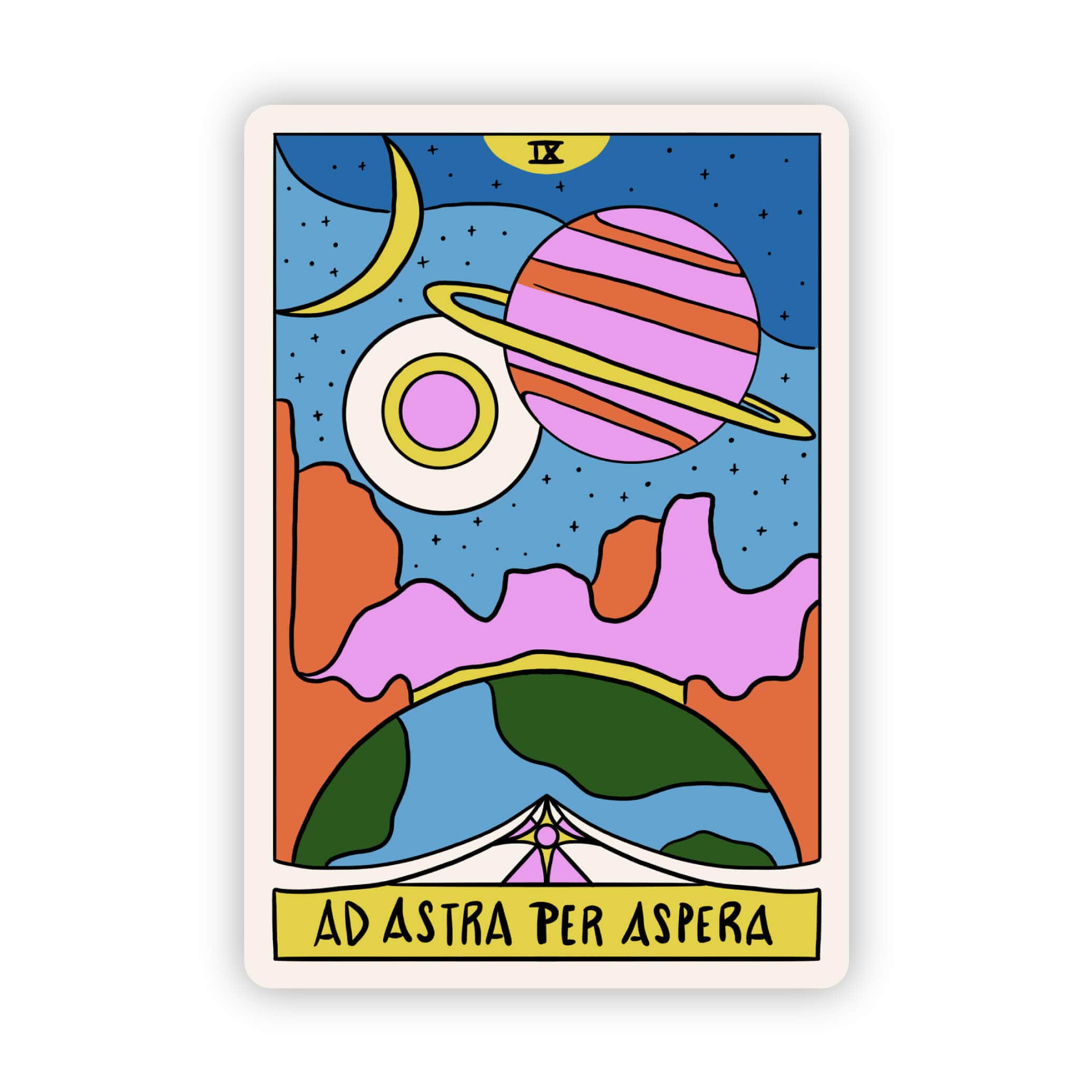"Ad Astra Per Aspera" Tarot Card Sticker – Big Moods