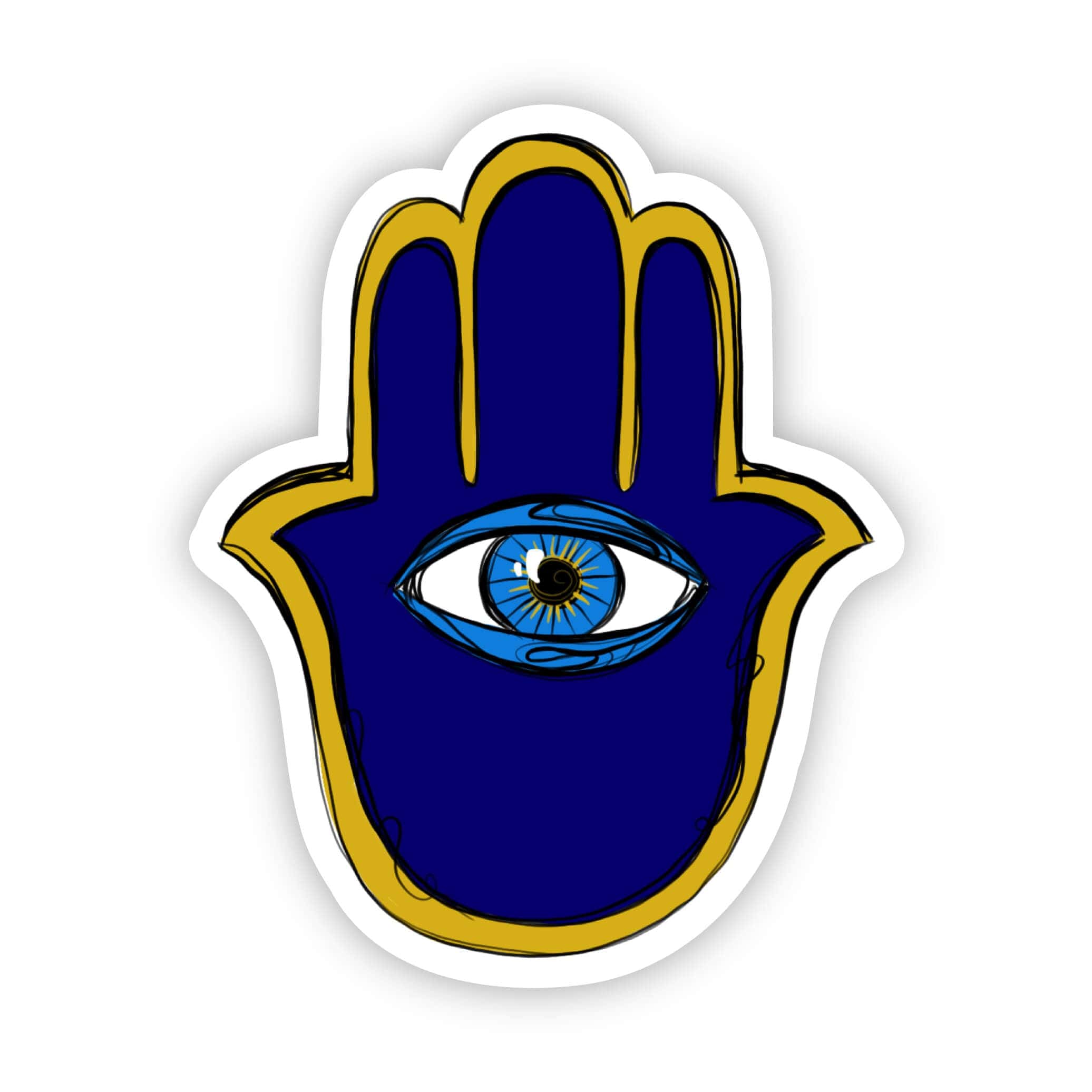 Blue Evil Eye with Hamsa Sticker – Big Moods1