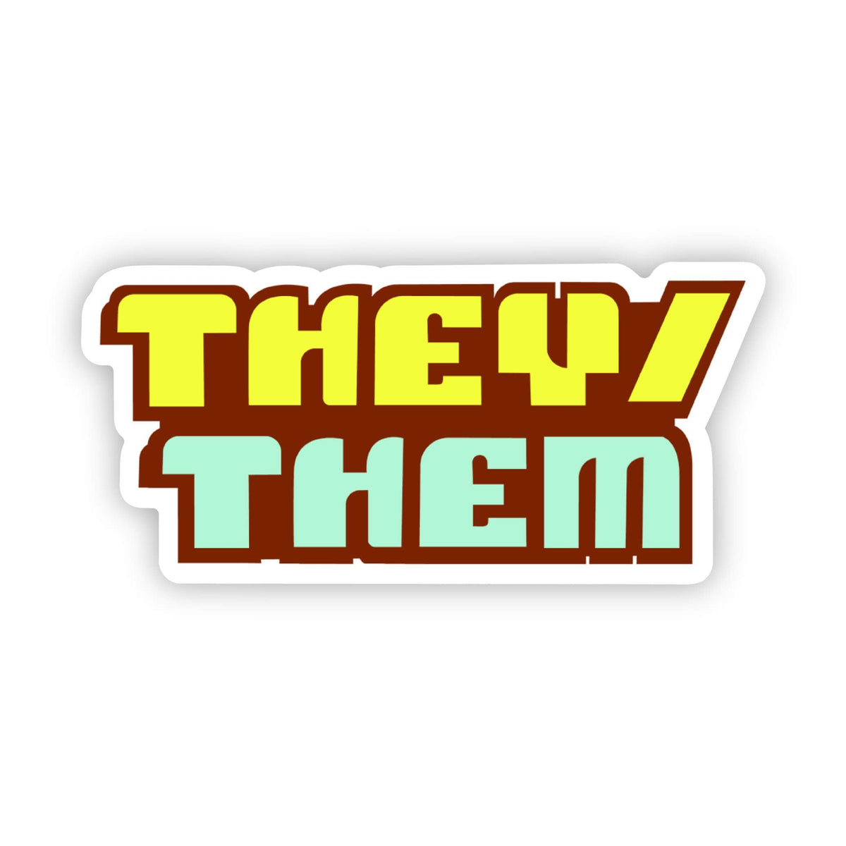 They Them Retro Pronouns LGBTQ Pride Sticker – Big Moods