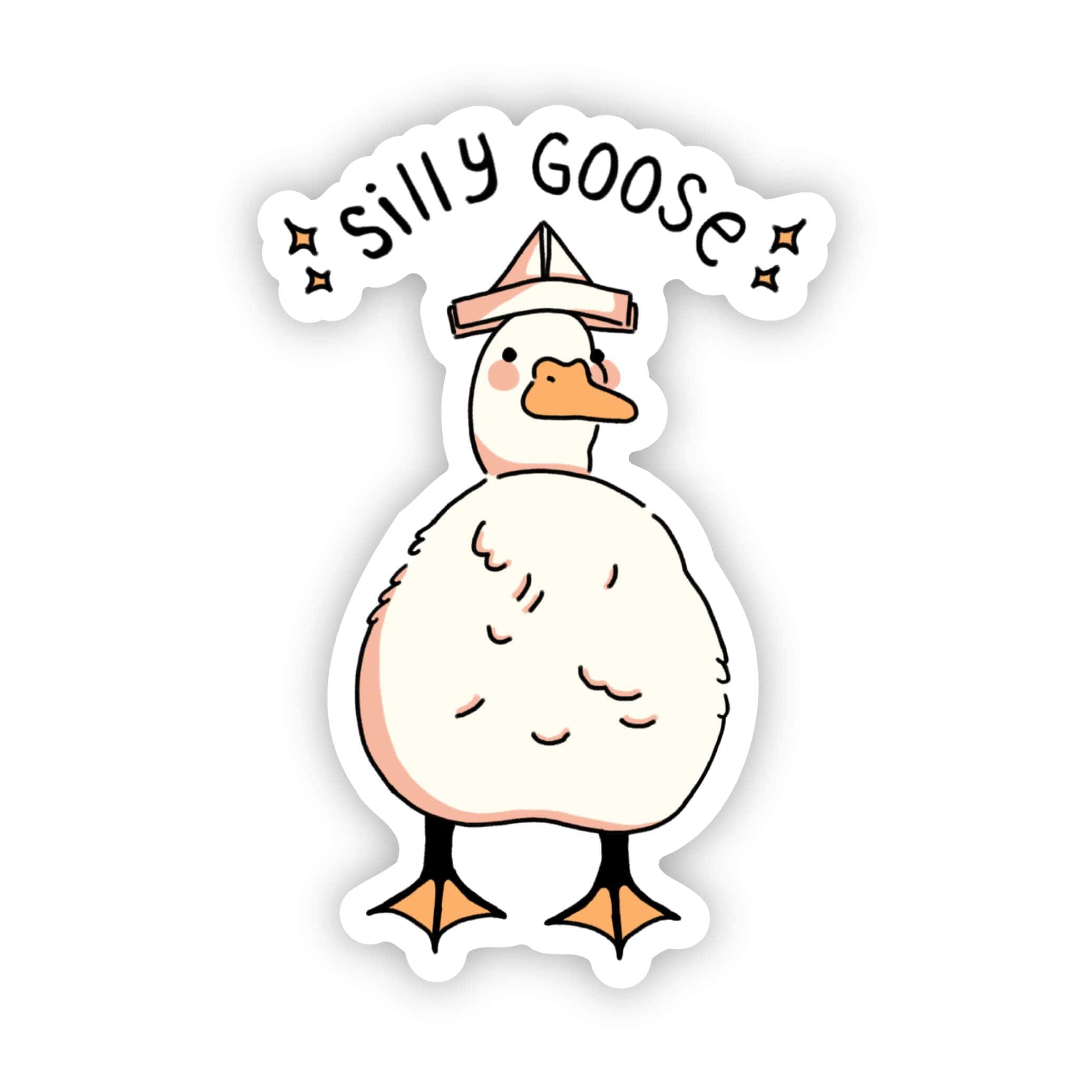 Silly goose animal pun sticker with hat