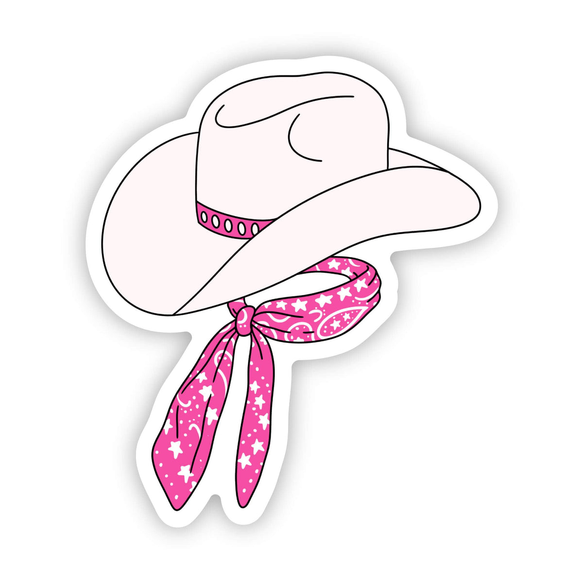 Cowgirl hat and scarf pink sticker – Big Moods