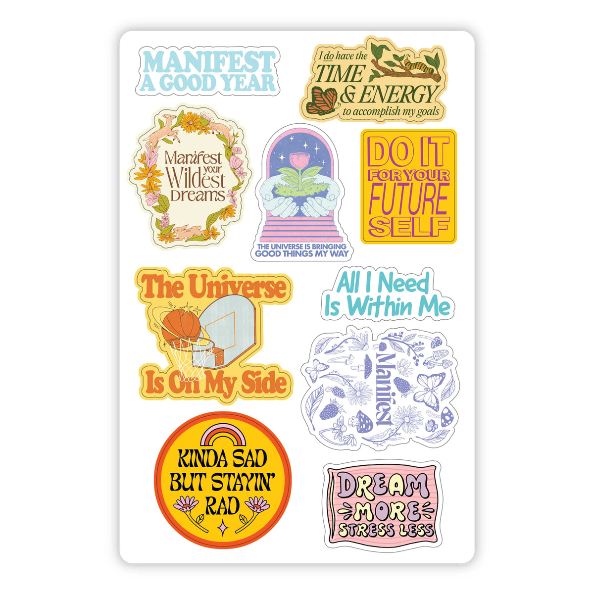 Positive Affirmation and Manifestation Mini Sticker Sheet – Big Moods