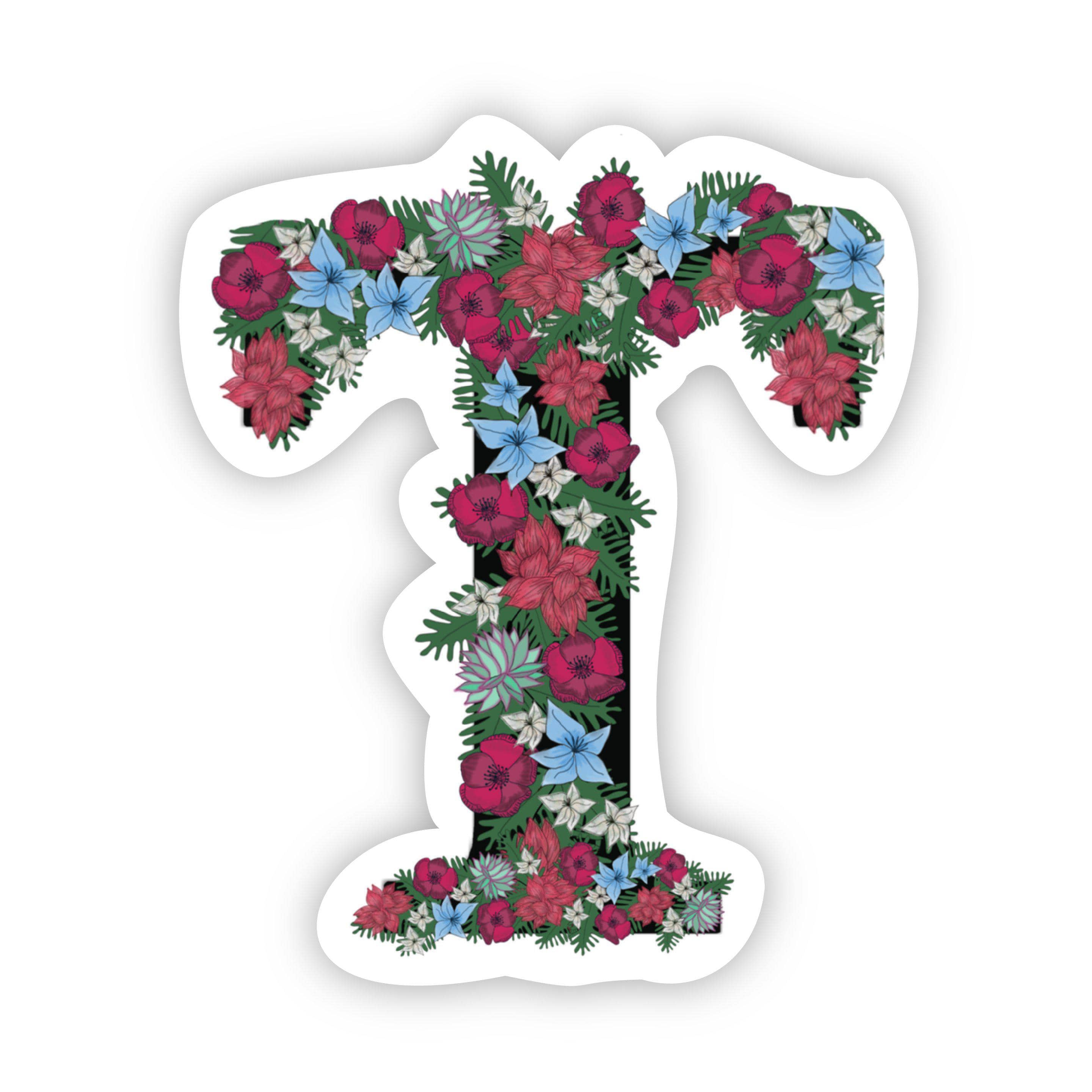 T Lettering Stickers Floral