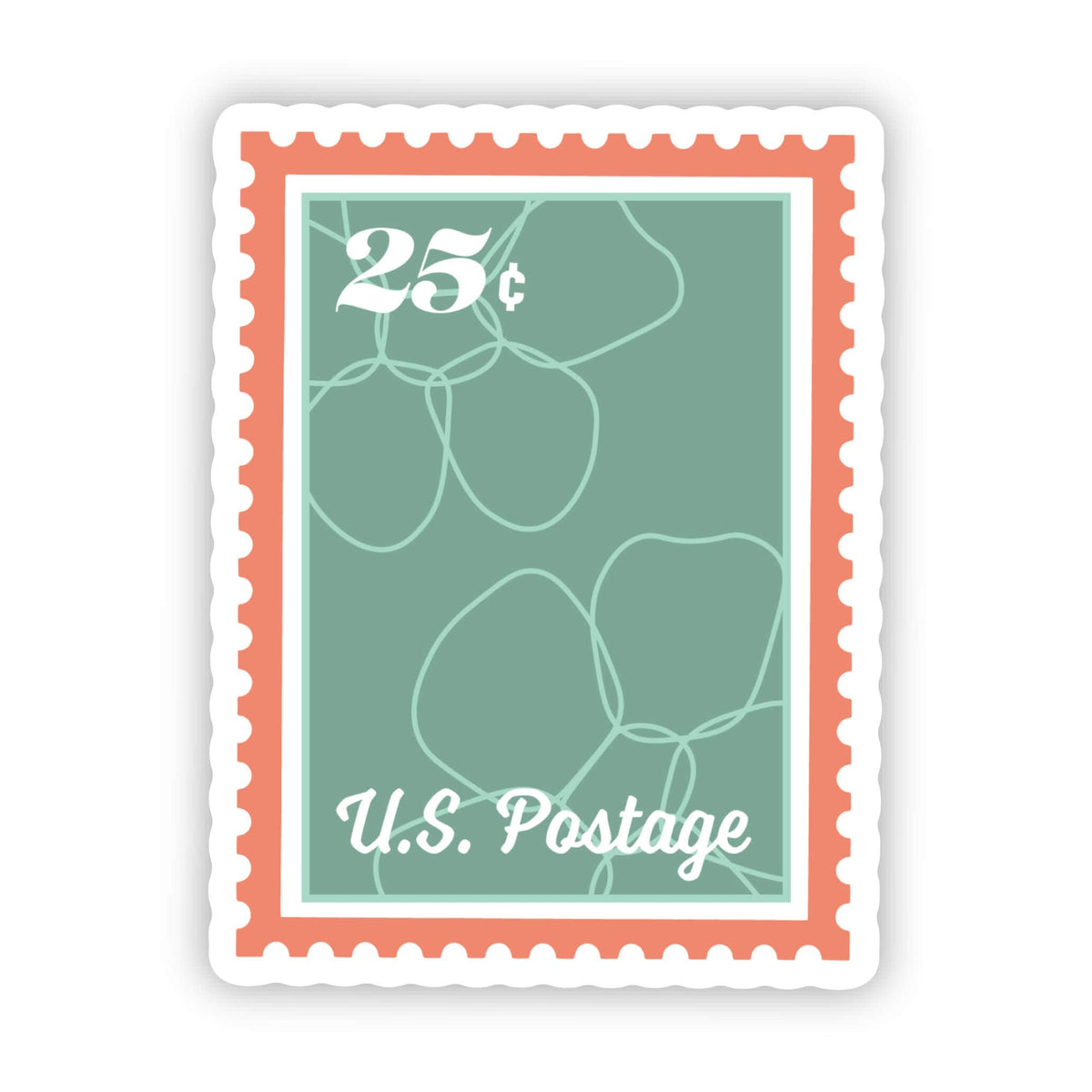 Blue Floral US Postage Stamp Sticker – Big Moods