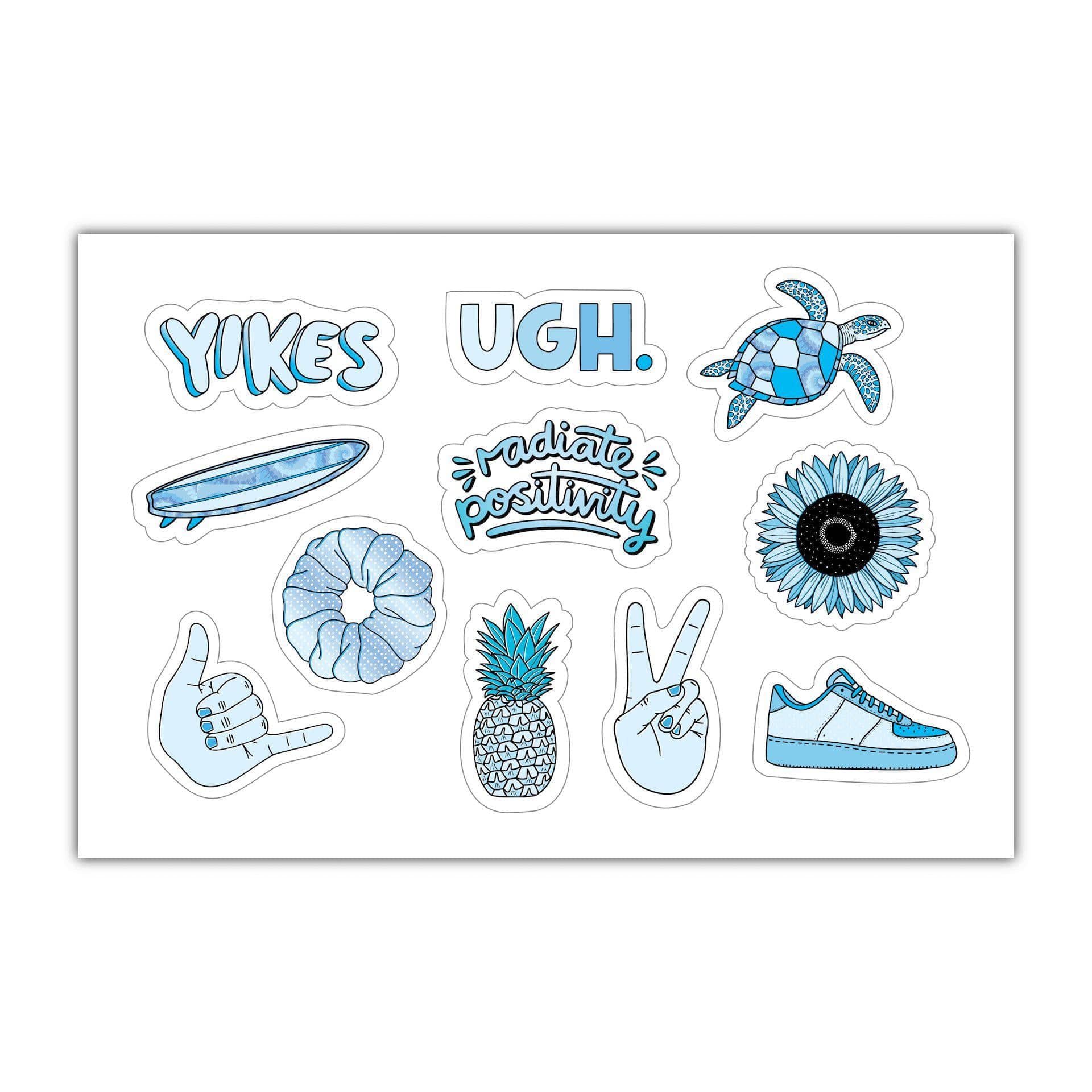Blue Left Sticker Sheet of Mini Stickers - Blue Aesthetic Stickers - SMALL miniature 1 ...