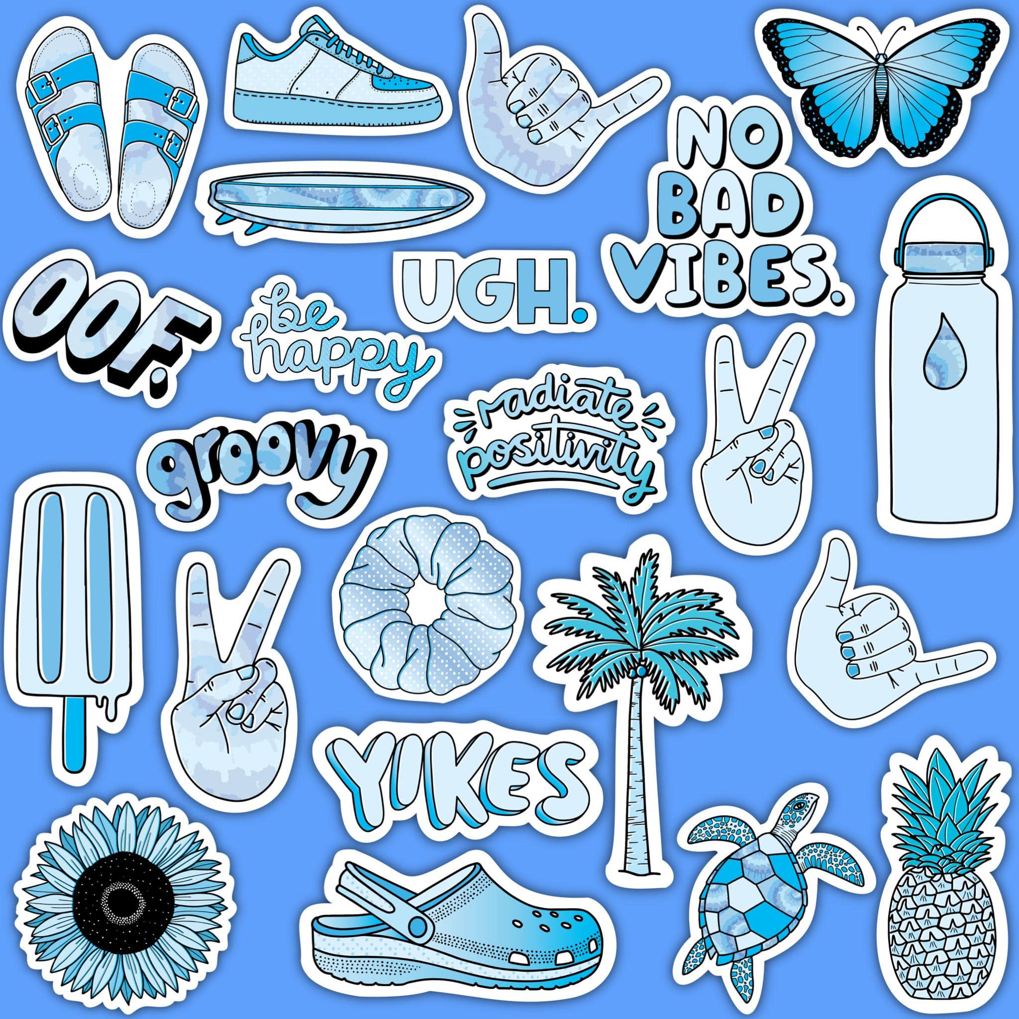 Blue Aesthetic Sticker 23 Pack LARGE 3 x3