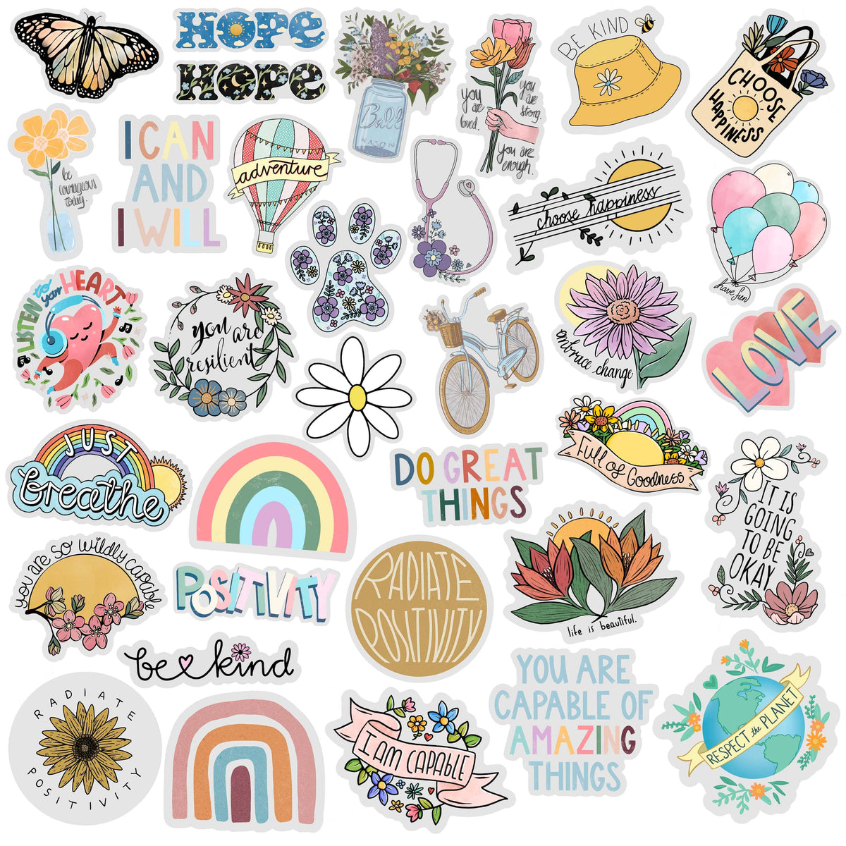 Clear Stickers 35 Pack – Big Moods