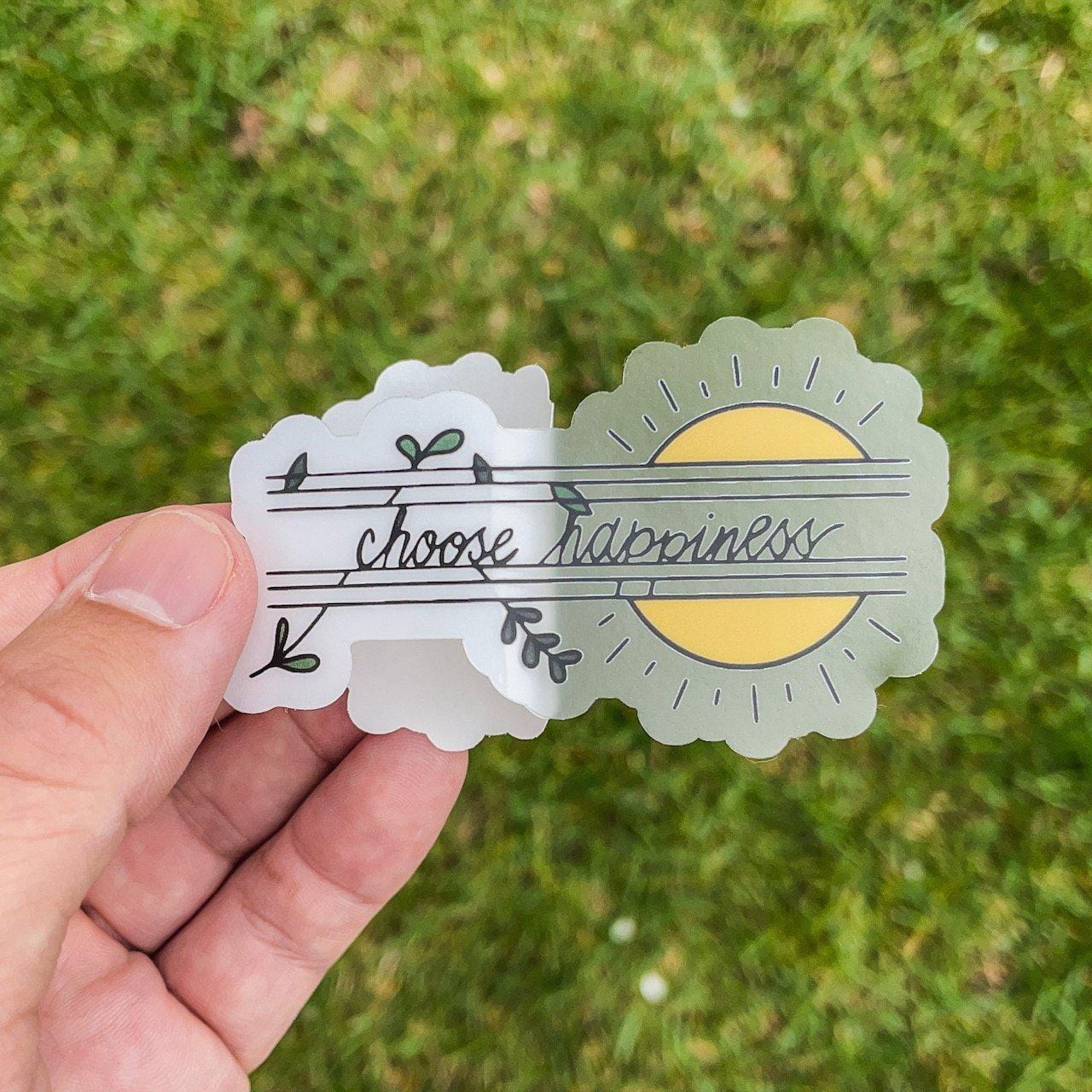 Choose Happiness Sun - Clear Sticker – Big Moods