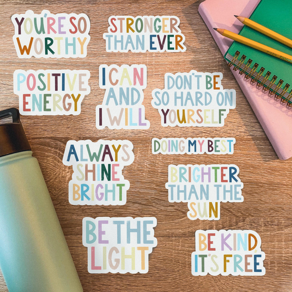Be Positive Sticker Paper Positivity Sticker 20 Pack – Big Moods