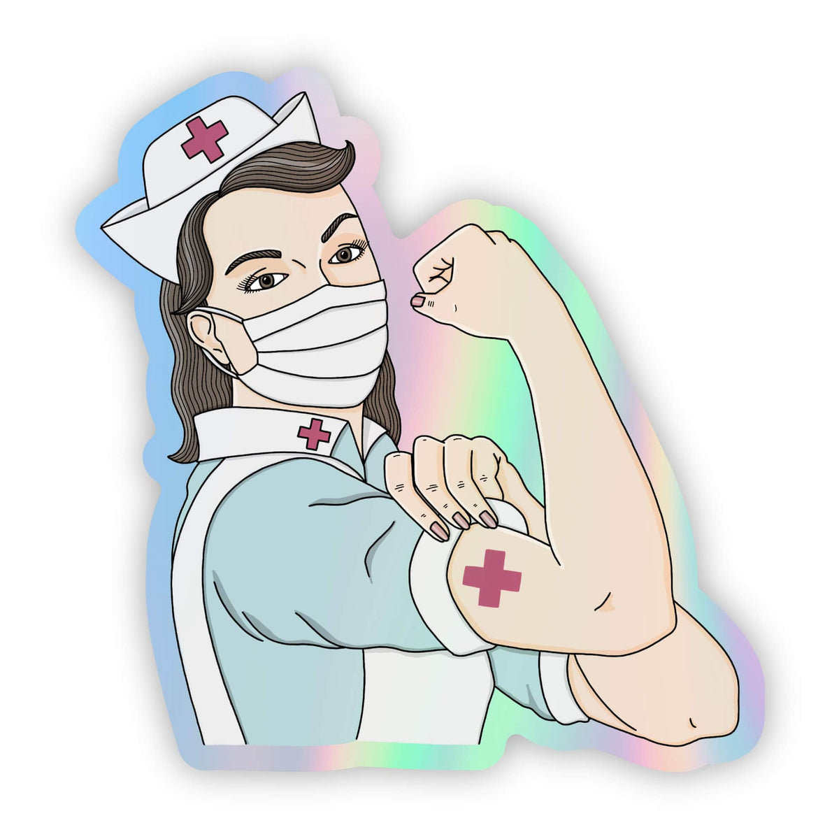 Woman Nurse Holographic Sticker – Big Moods