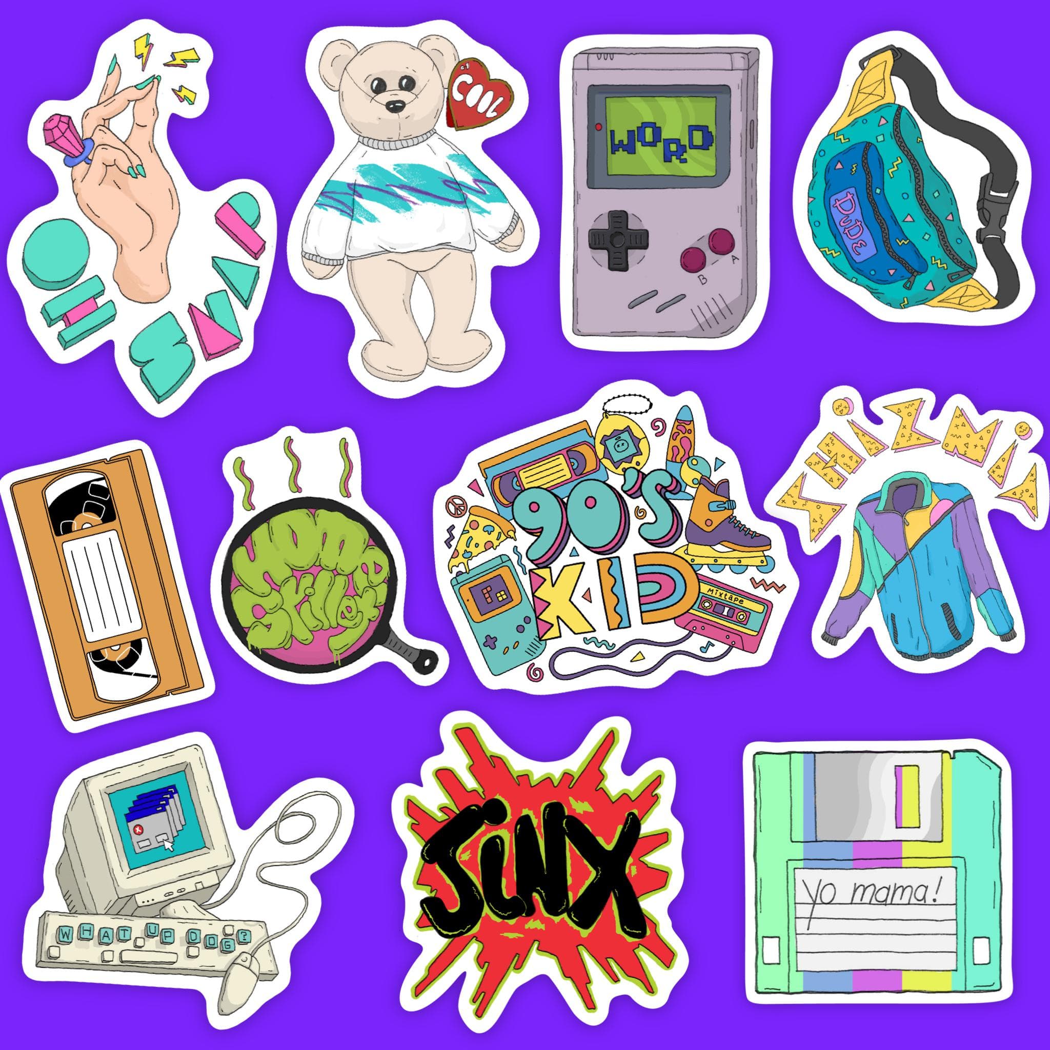 90s kid pack Sticker for Sale by stickers-packs