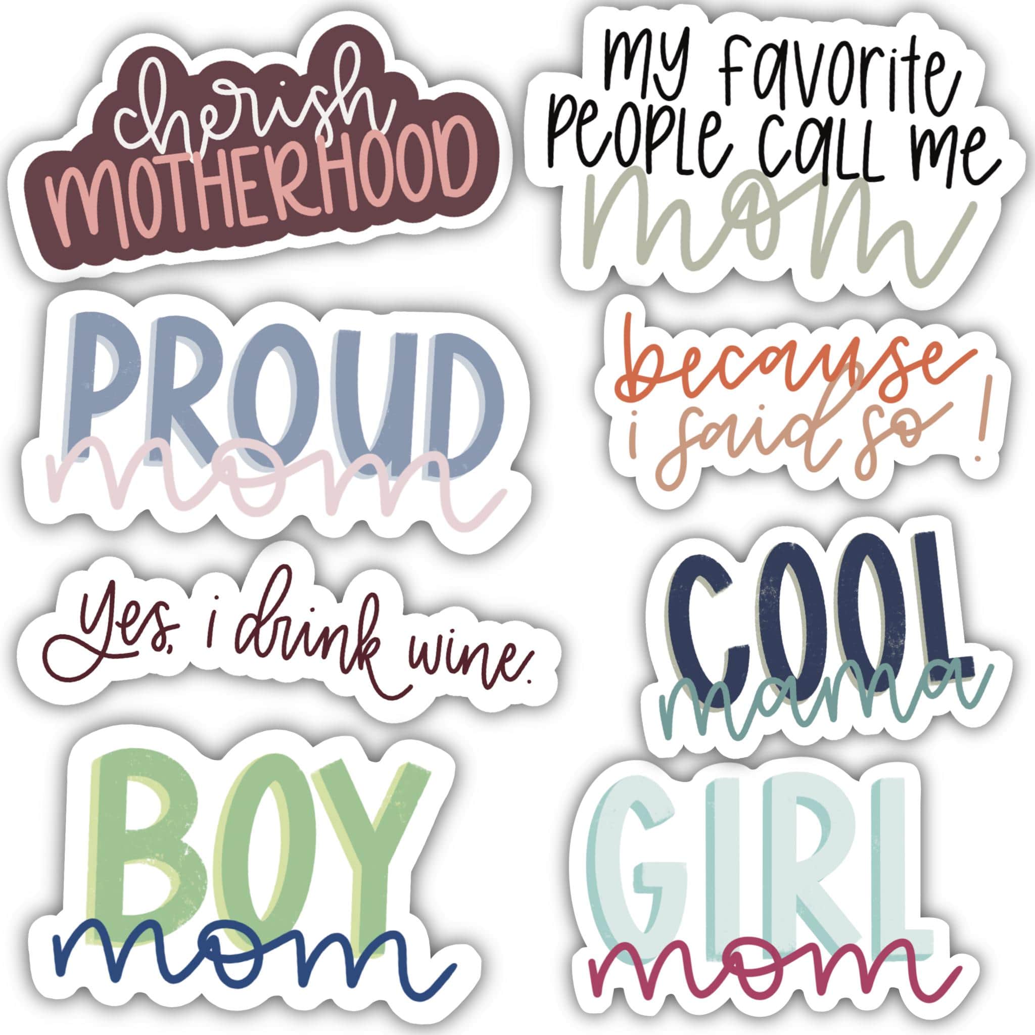 Mom Sticker Square Mom Sticker 8 Pack – Big Moods