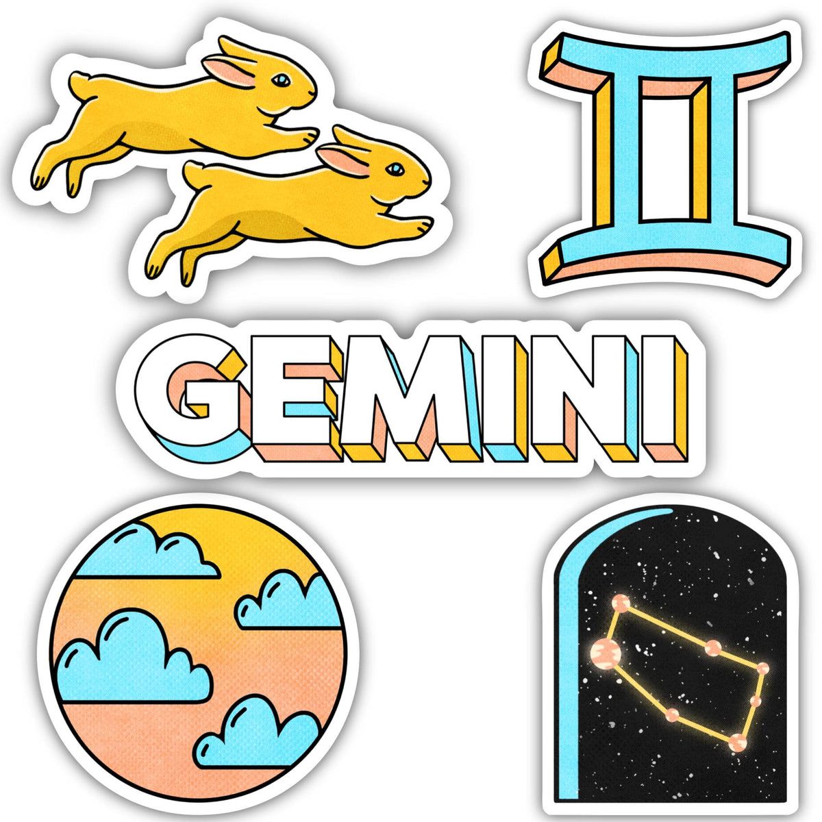 Gemini Zodiac Sticker 5 Pack – Big Moods