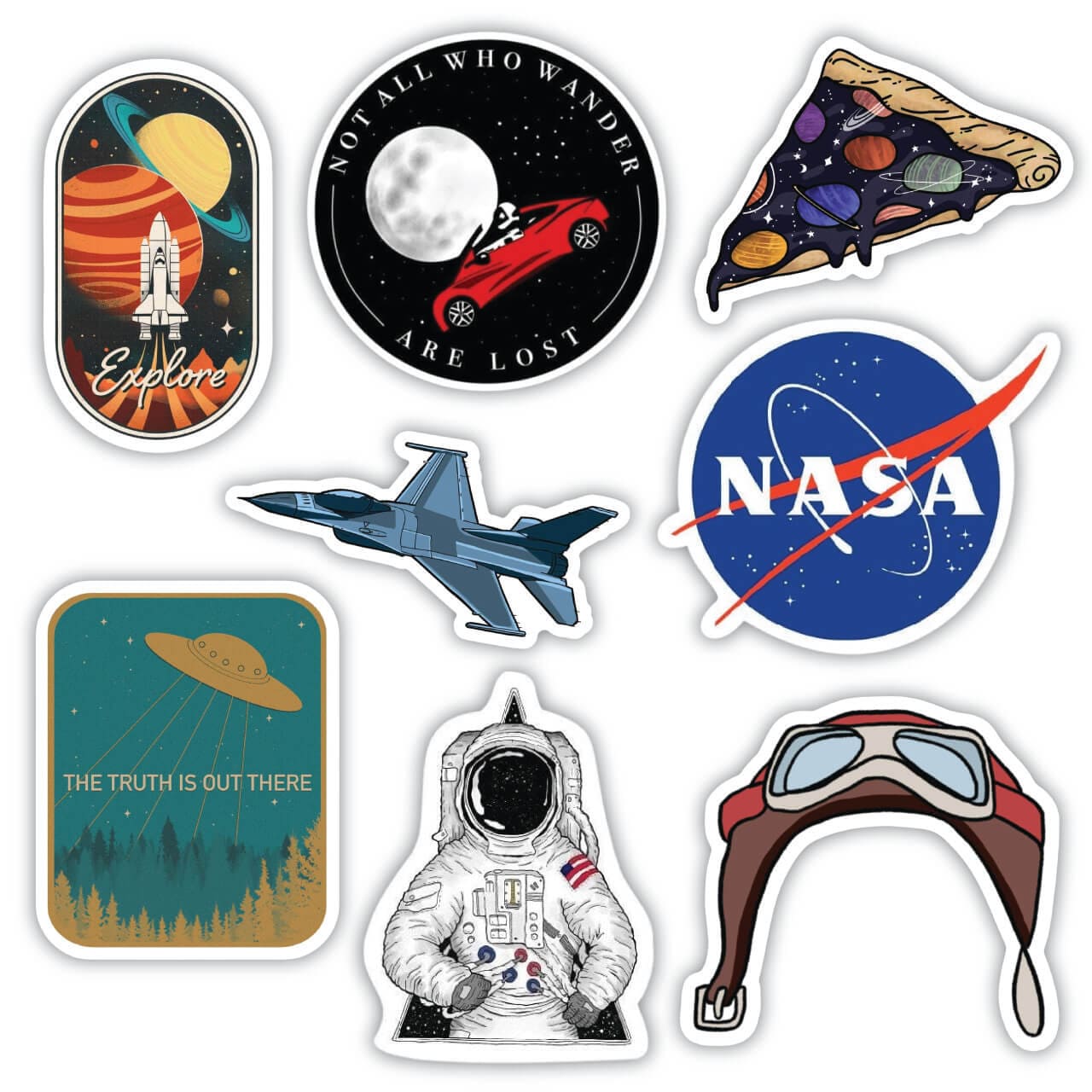 Explorer Icon Sticker Explorer Sticker Pack: 8 Space & Aviation Designs – Big Moods