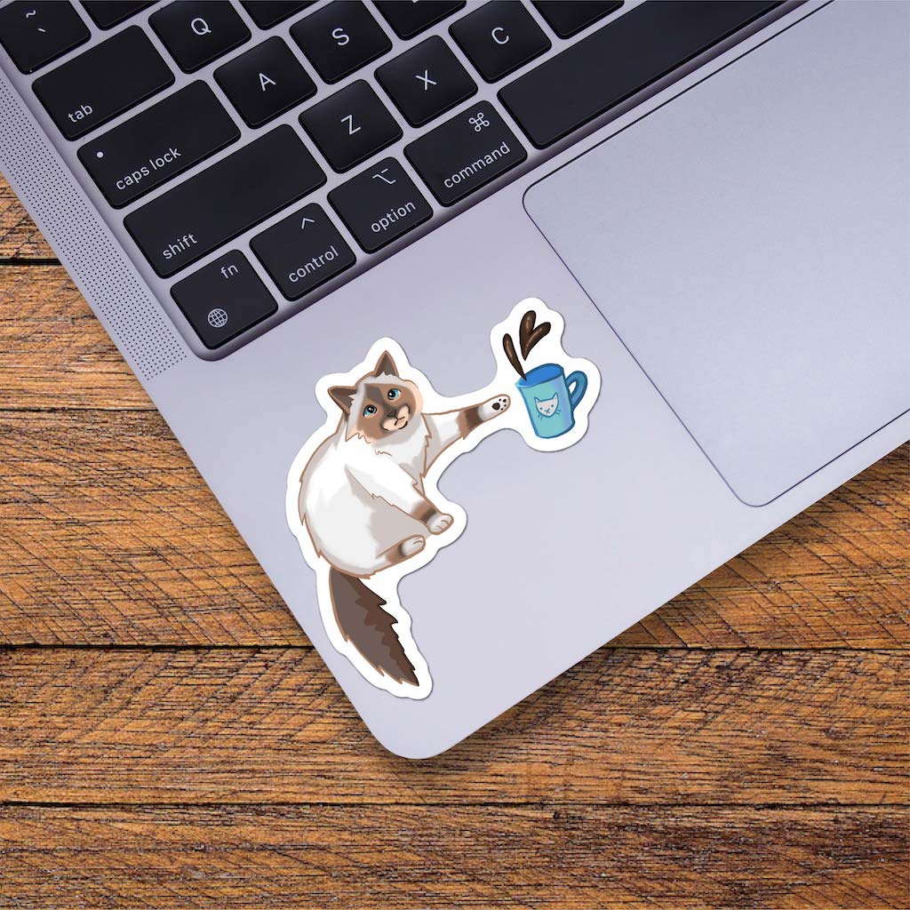Cat Knocking Over Coffee Sticker – Big Moods
