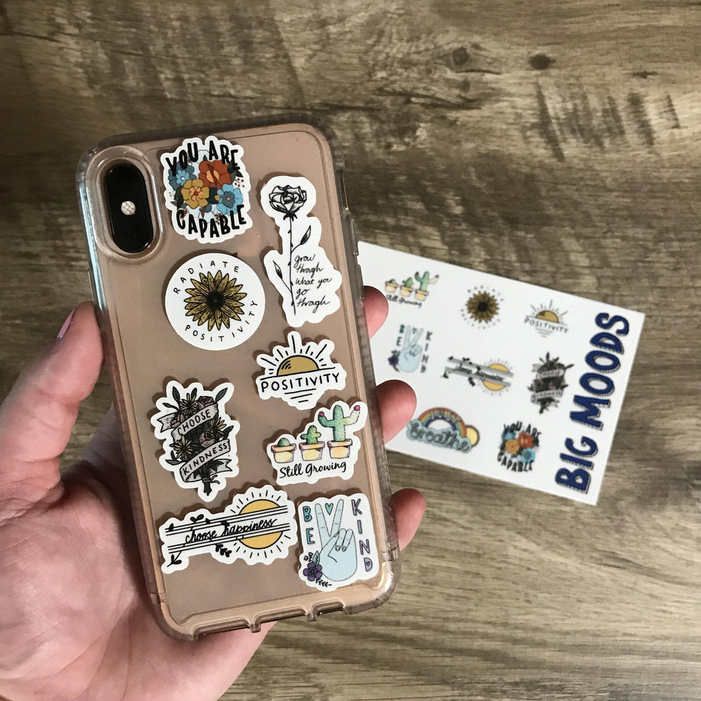 Sheet of Mini Stickers - Pink Aesthetic Stickers - SMALL miniature 1 x 1  Water Bottle Stickers - VSCO Stickers - Phone Case Stickers - Laptop