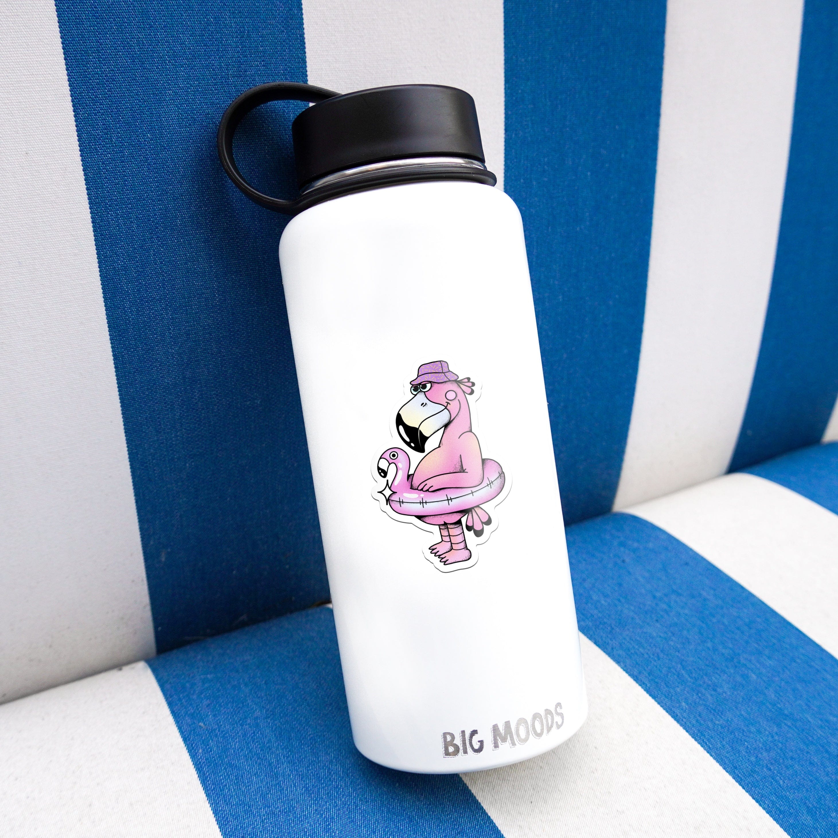 Flamingo In A Floatie Sticker – Big Moods