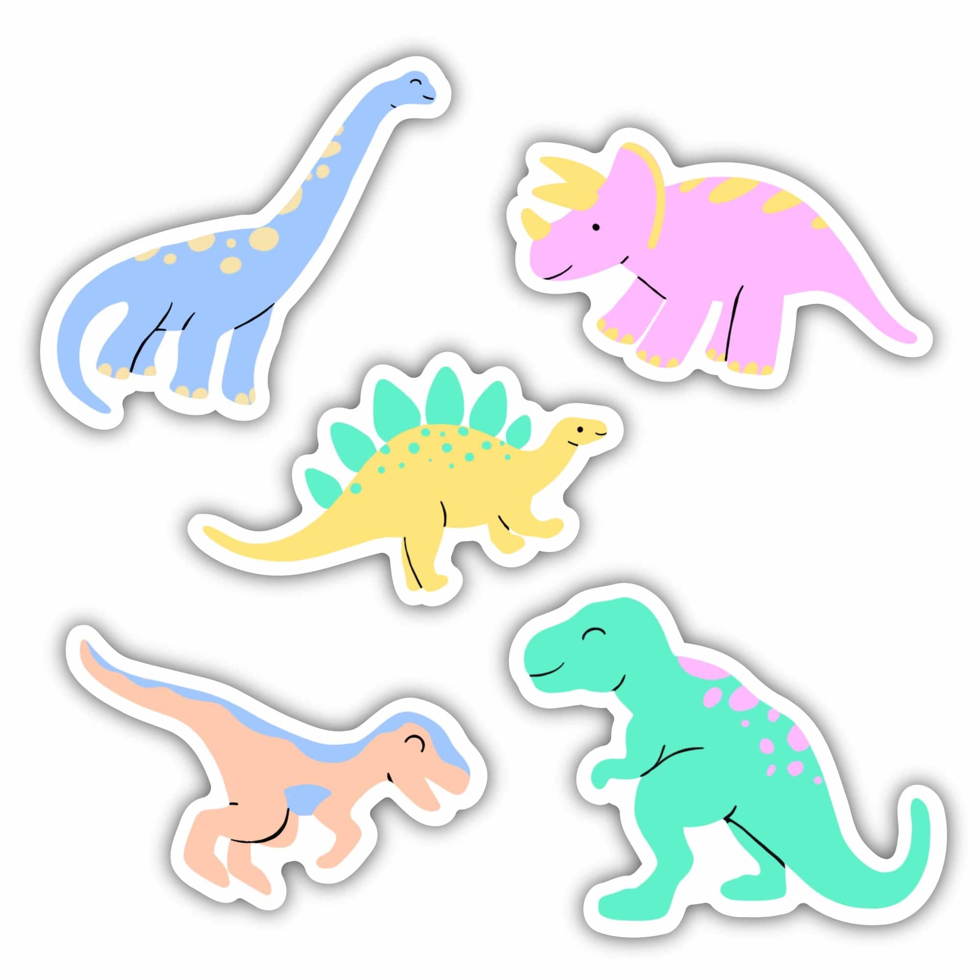 Fuzzy Rainbow Dinosaur Stickers