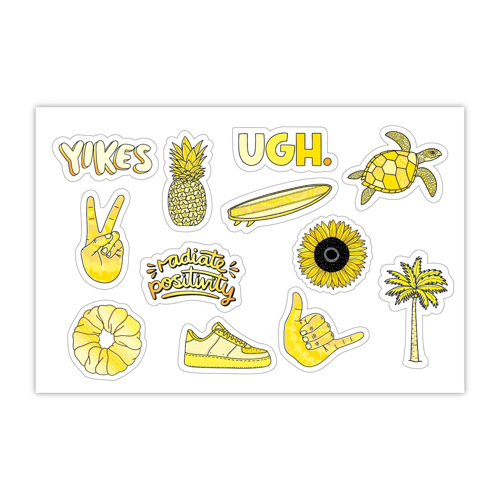 Sheet of Mini Stickers -Yellow Stickers Aesthetic - SMALL miniature 1 –  Big Moods
