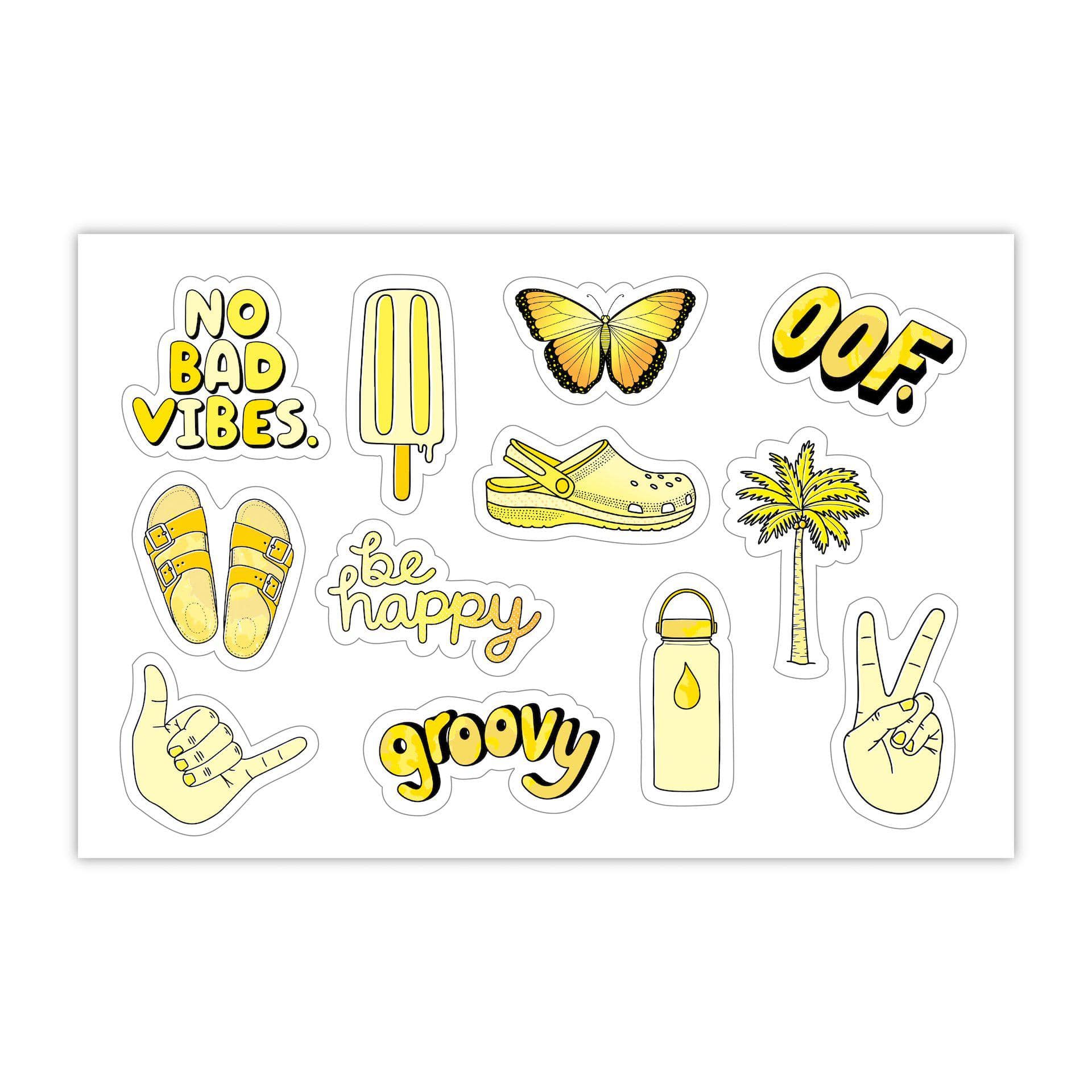 Sheet of Mini Stickers -Yellow Stickers Aesthetic - SMALL